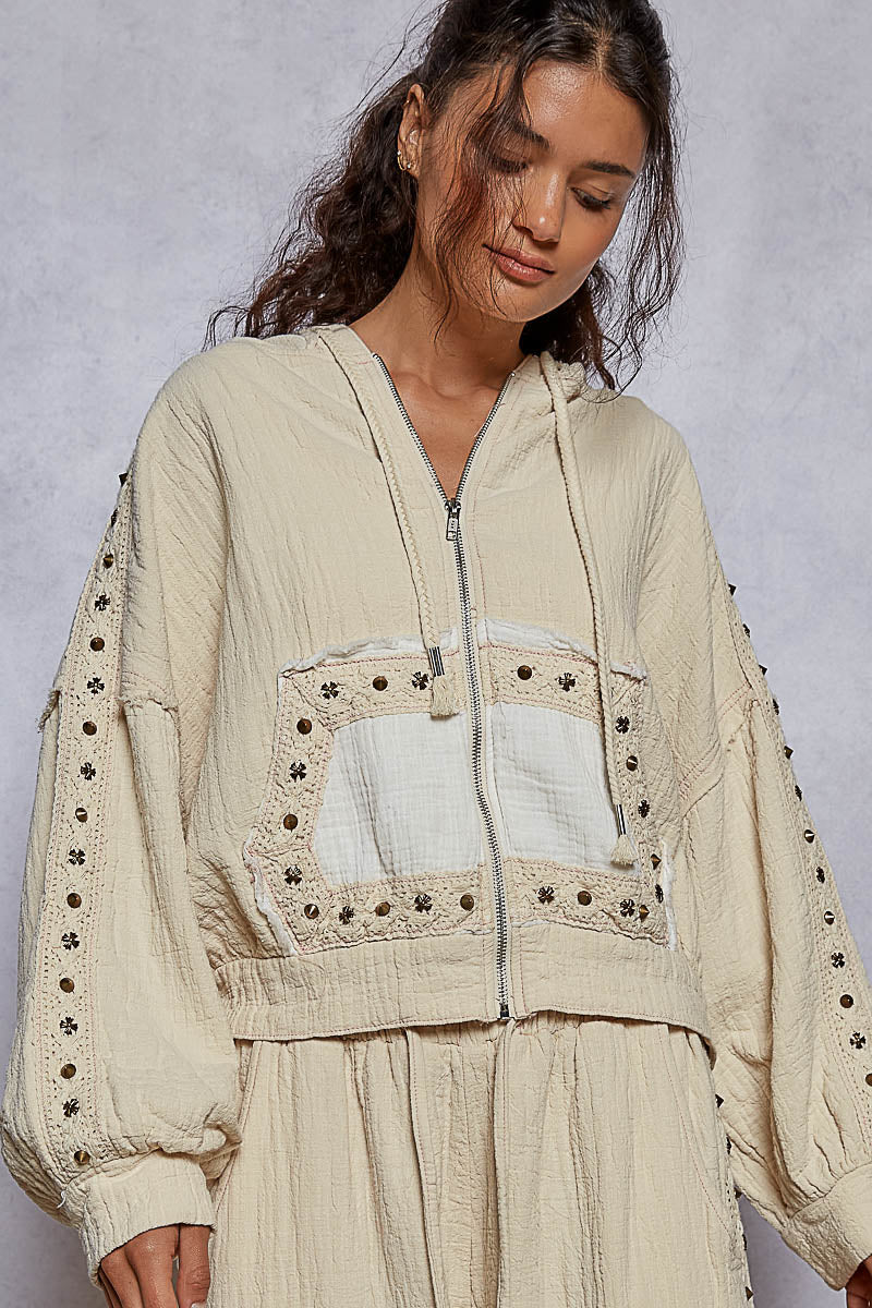 Double Gauze Hoodie Top