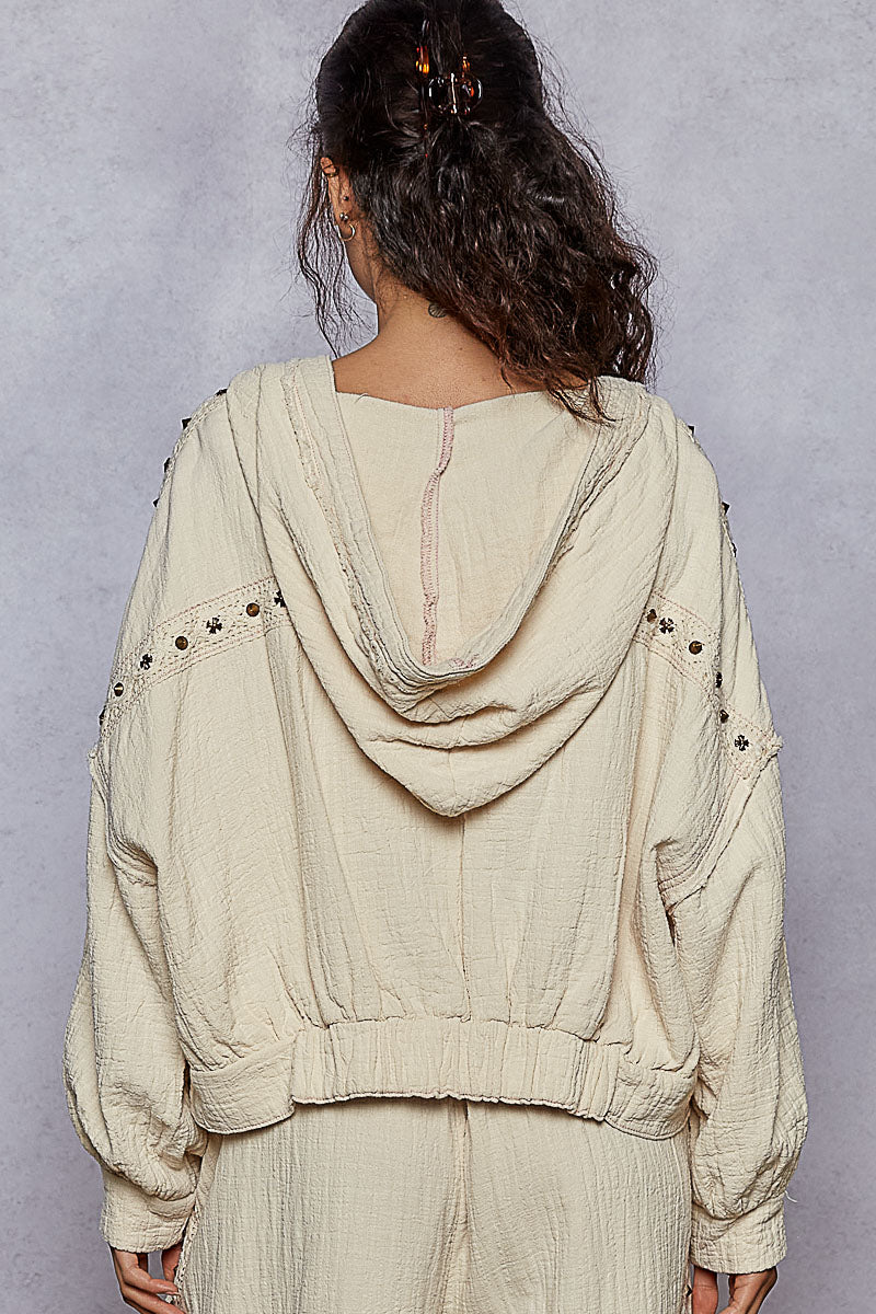 Double Gauze Hoodie Top