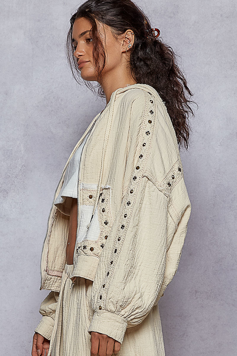 Double Gauze Hoodie Top