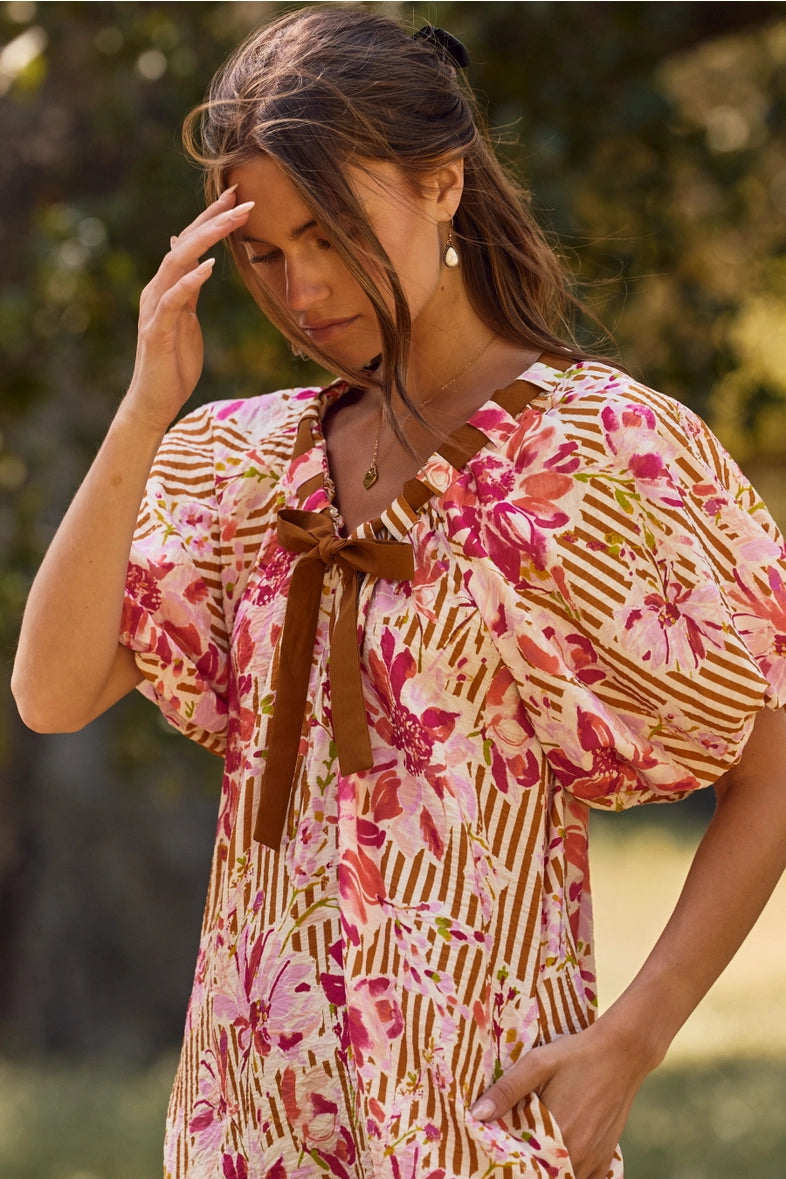 Plus Floral Printed Mini Dress