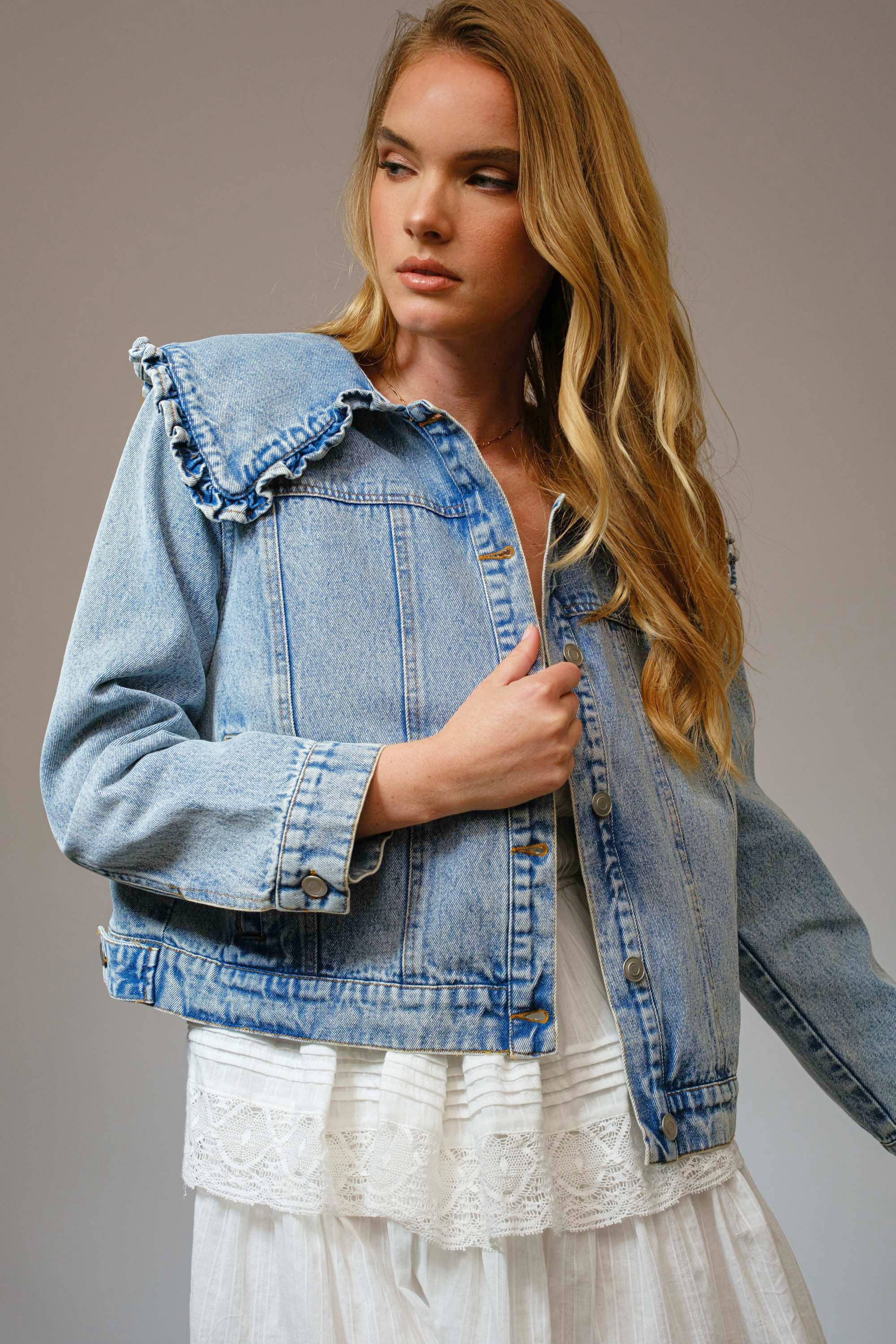 The Sweetheart Ruffle Denim Jacket