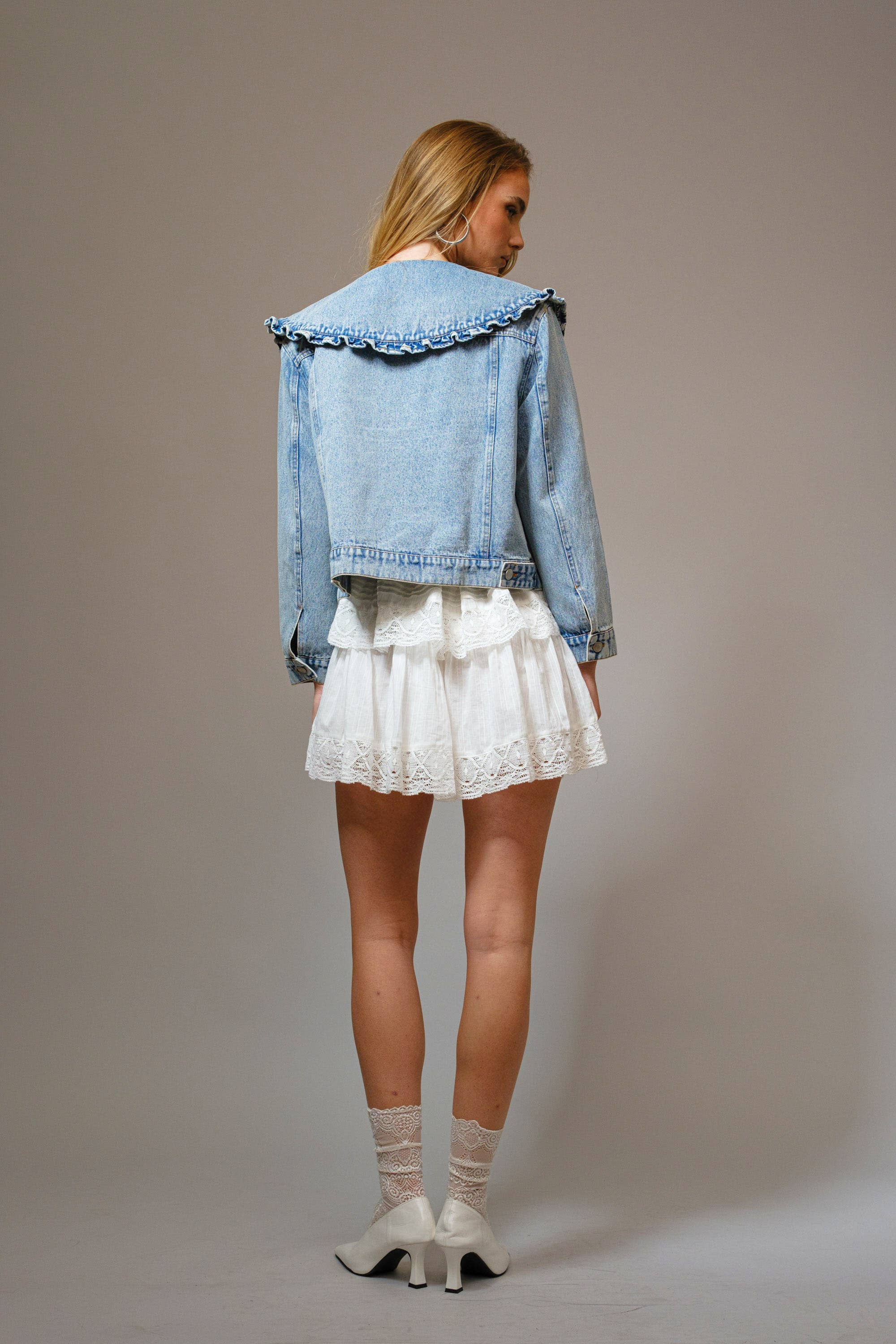 The Sweetheart Ruffle Denim Jacket