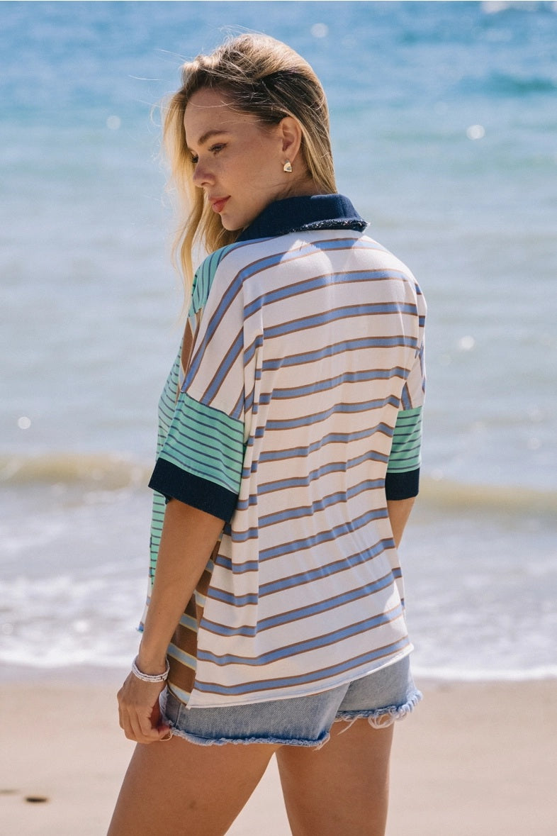 Mix and Match Color Block Short Sleeve Top