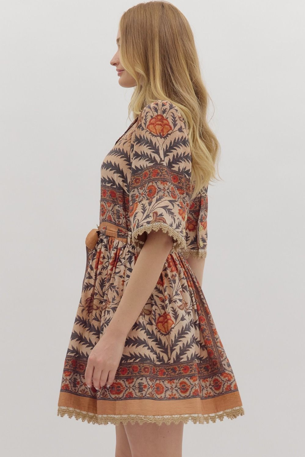 Botanical Print Mini Dress