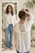 The Whispering Willow Lace-Up Blouse