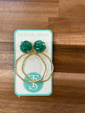 Green Glass Top Earrings