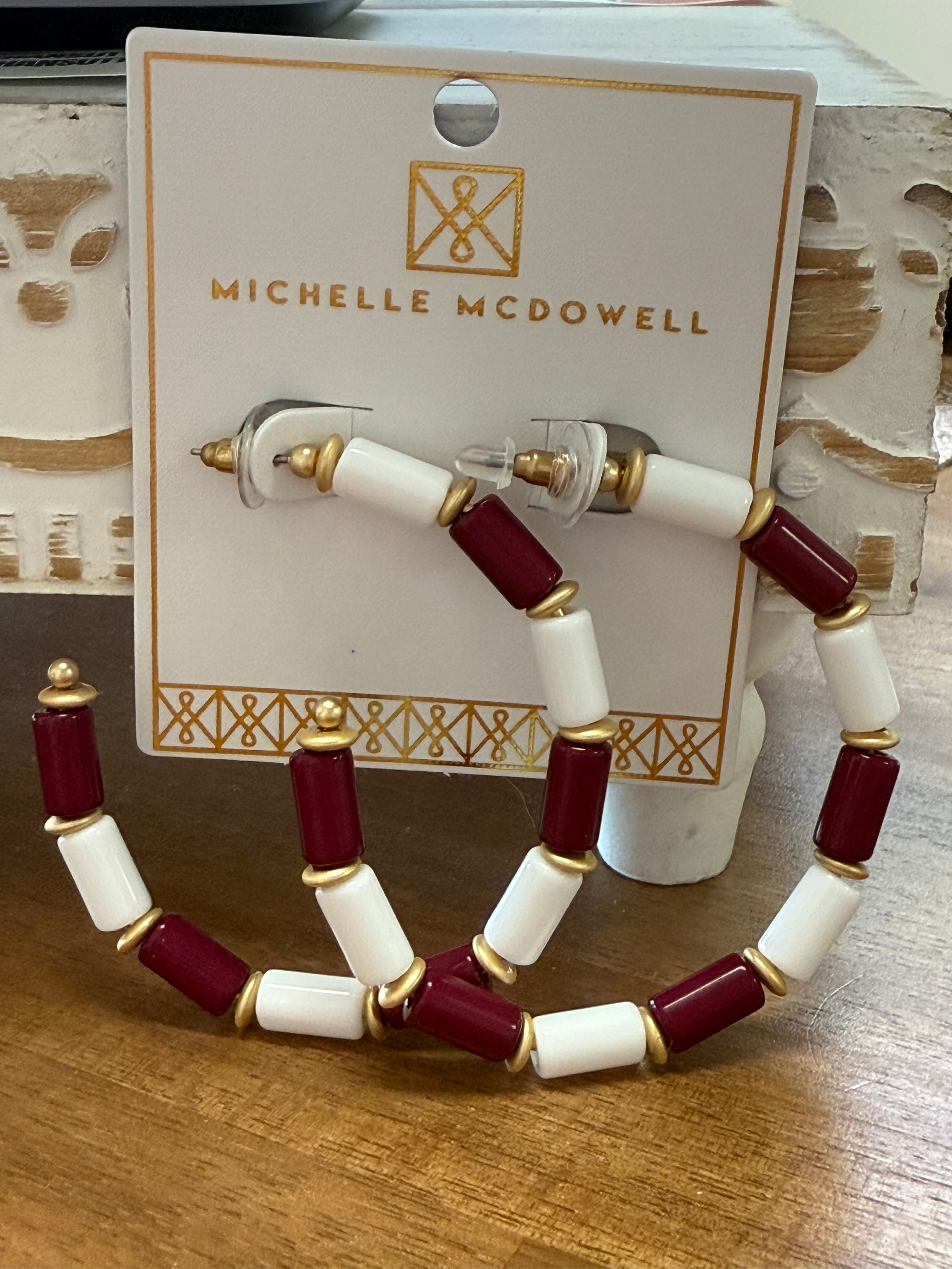 Cara Earrings (Maroon/White)