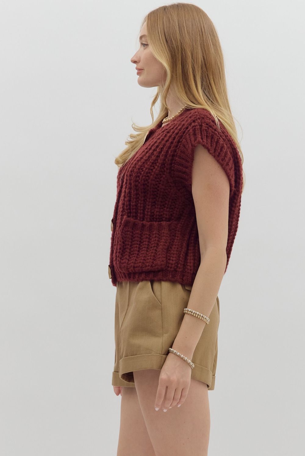 Solid sweater knit sleeveless vest top