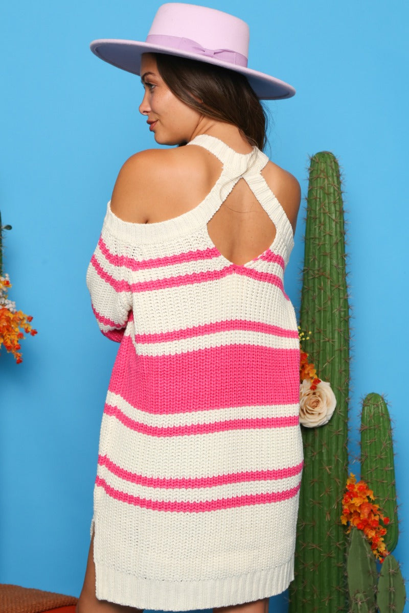 The Sugar Stripe Cutout Sweater Dress
