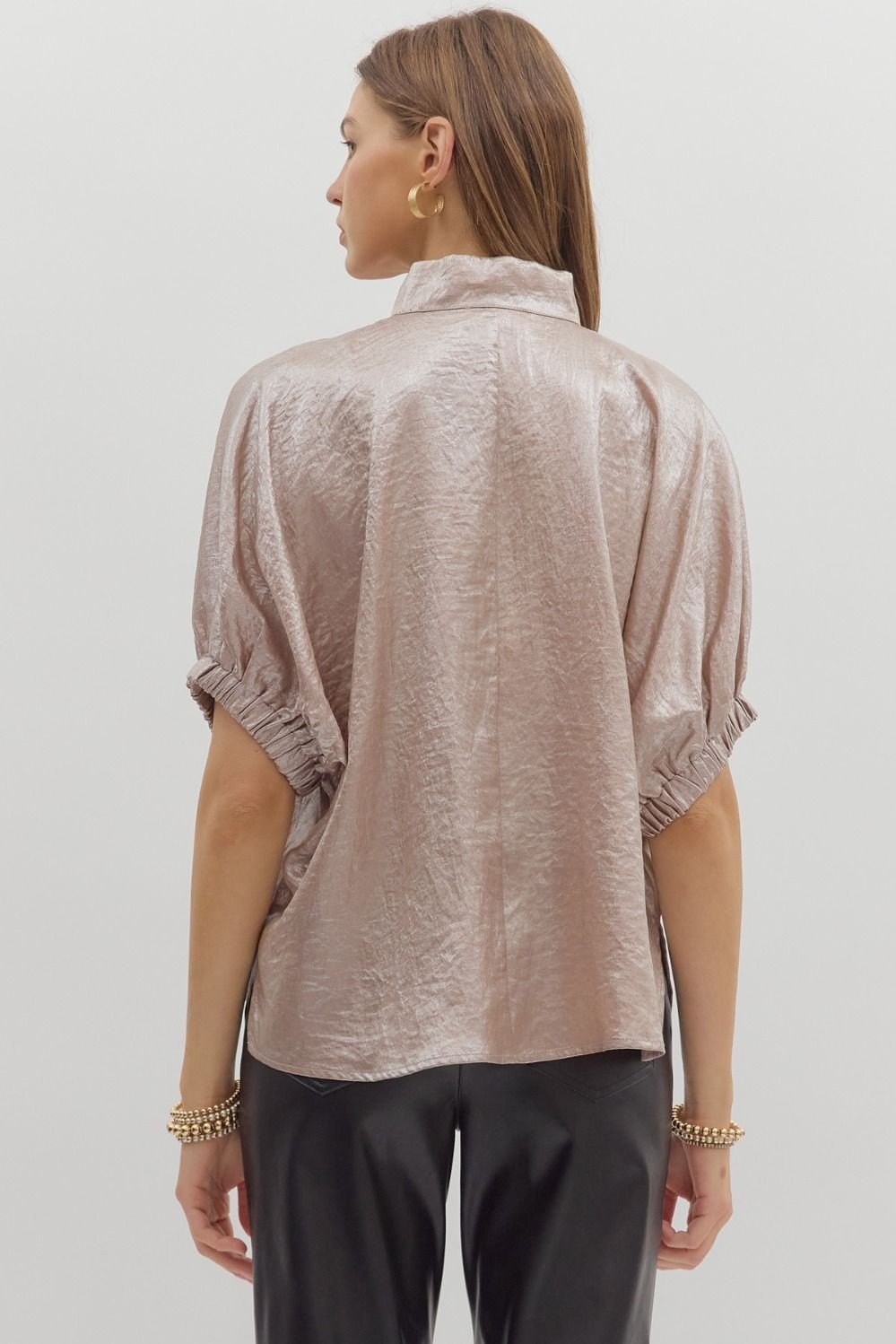 Metallic V-neck Top