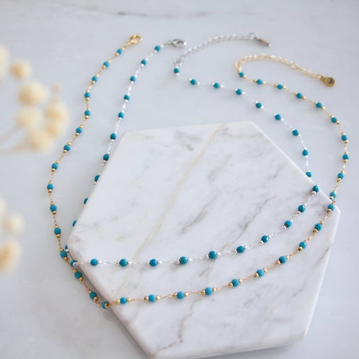 Turquoise Choker Necklace - Faceted Stone