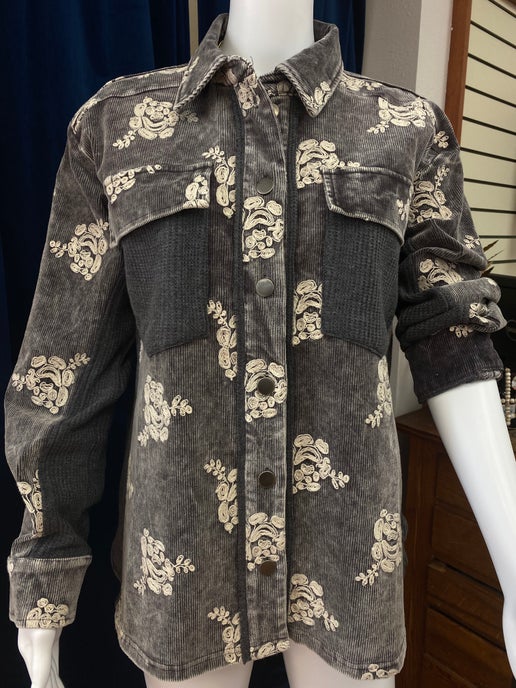 Washed Corduroy Embroidery Jacket