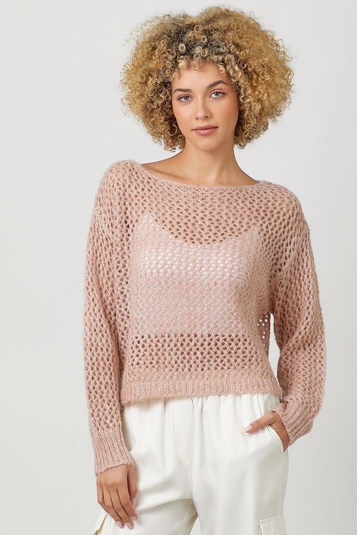 Metallic Net Pullover Sweater