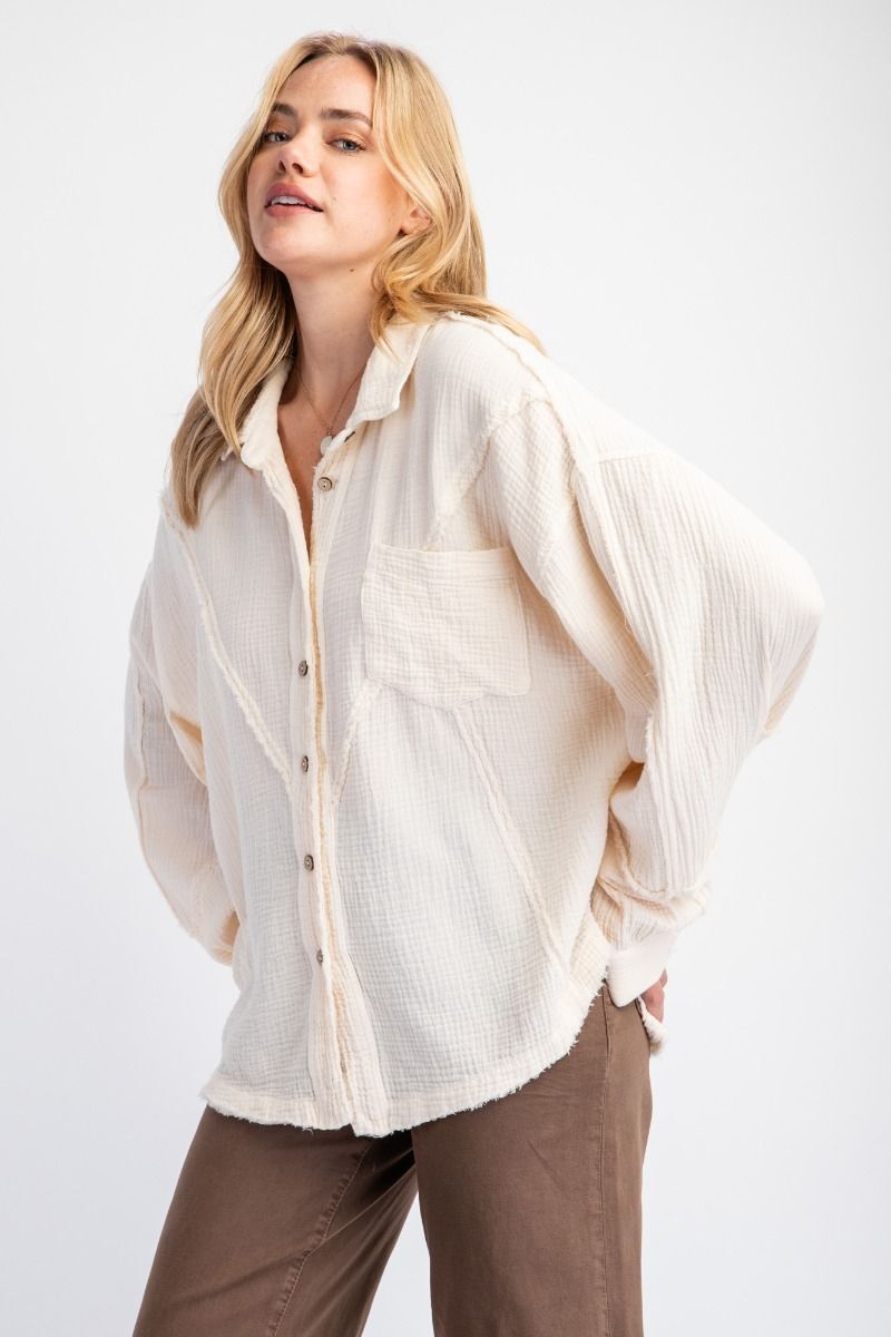BUTTON DOWN COTTON GAUZE TUNIC