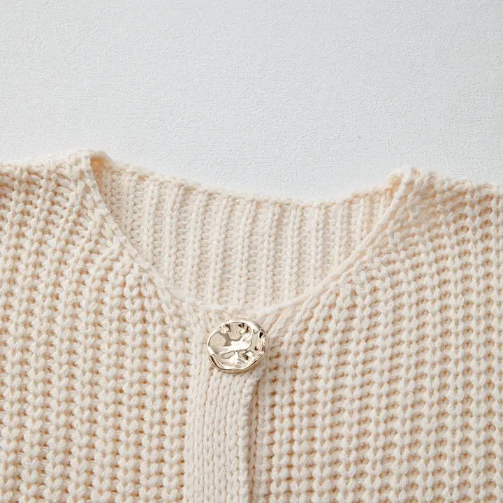 Solid Textured Knit Side Pockets Buttoned Sweater Vest