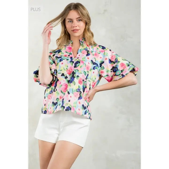 Puff Sleeve Floral Top