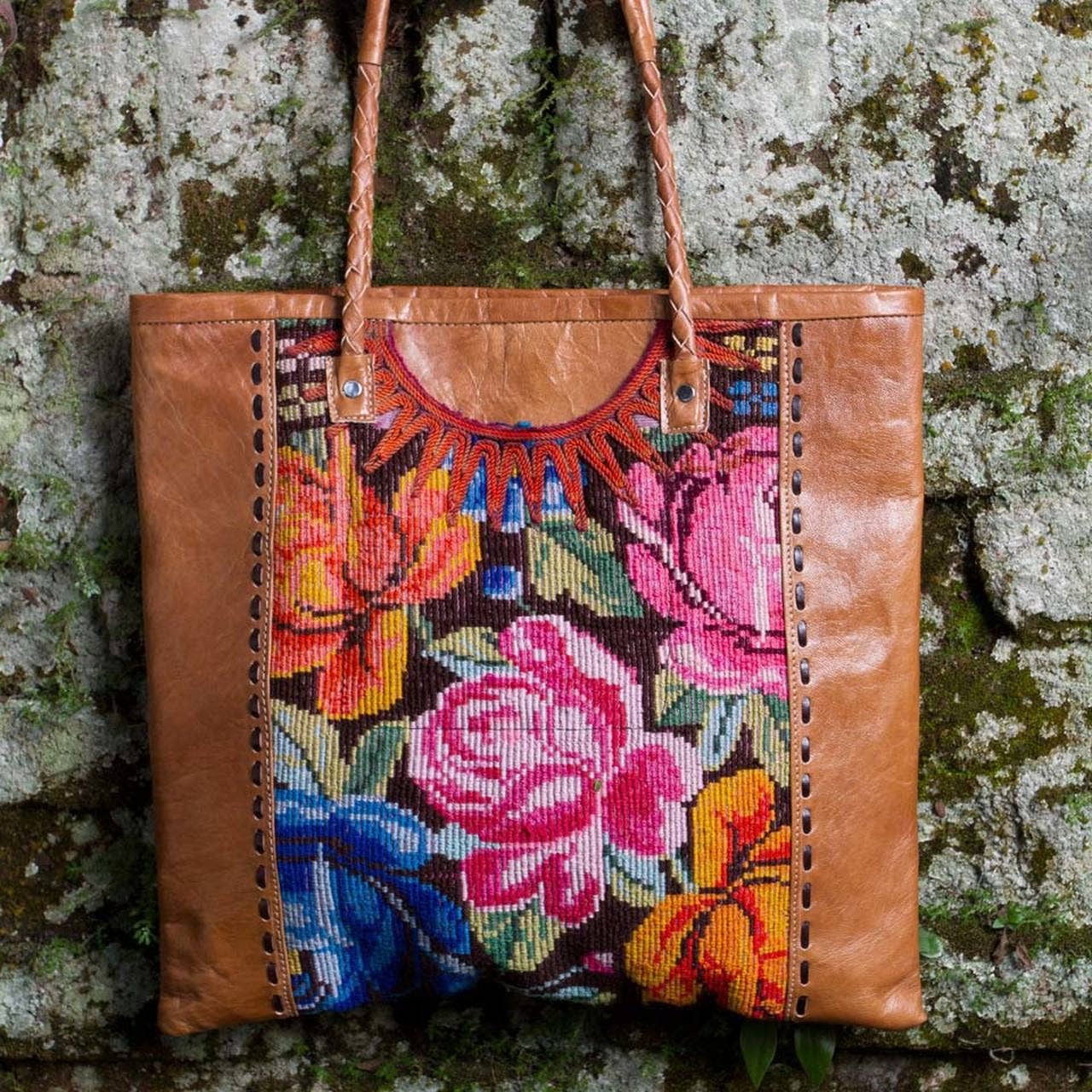 Huipile and Leather Tote