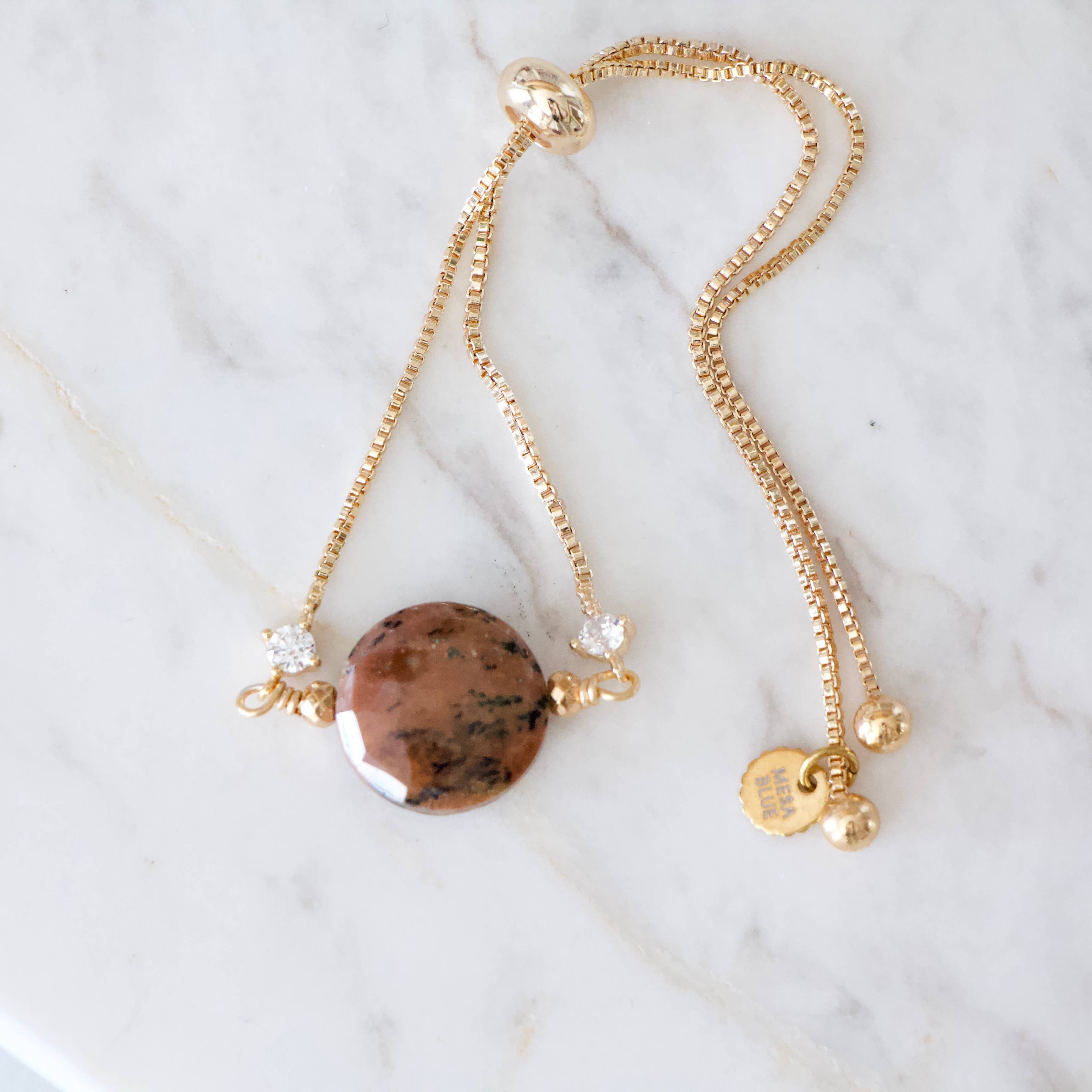 Honey Opal CZ Coin Adjustable Bracelet