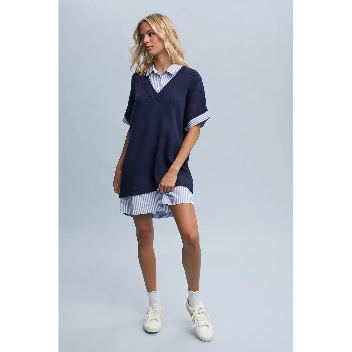 Twofer Shirt Sweater Mini Dress