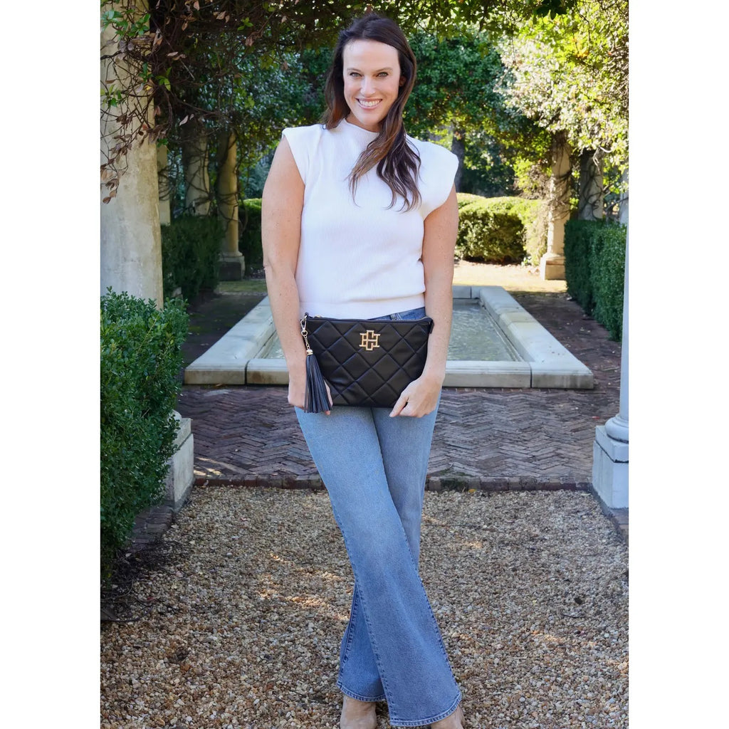 Madelyn Clutch/Crossbody Black Quilted