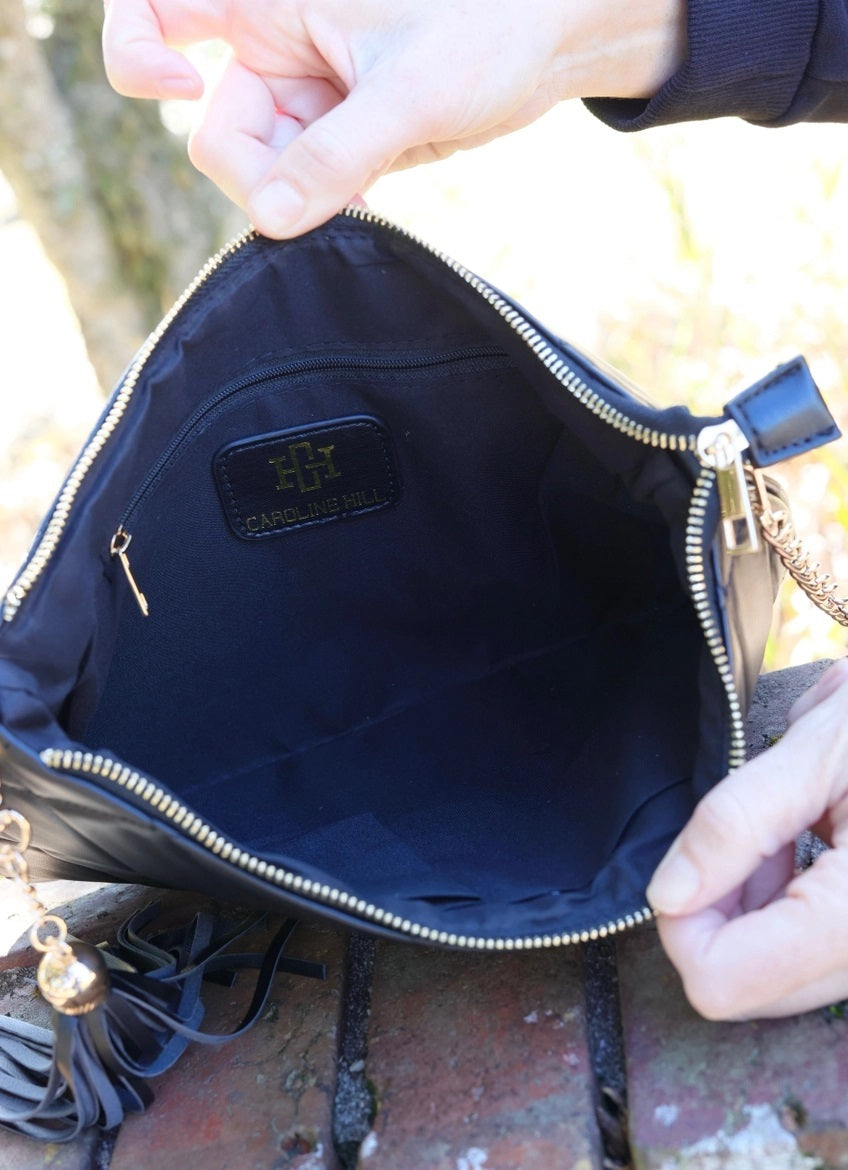 Madelyn Clutch/Crossbody Black Quilted