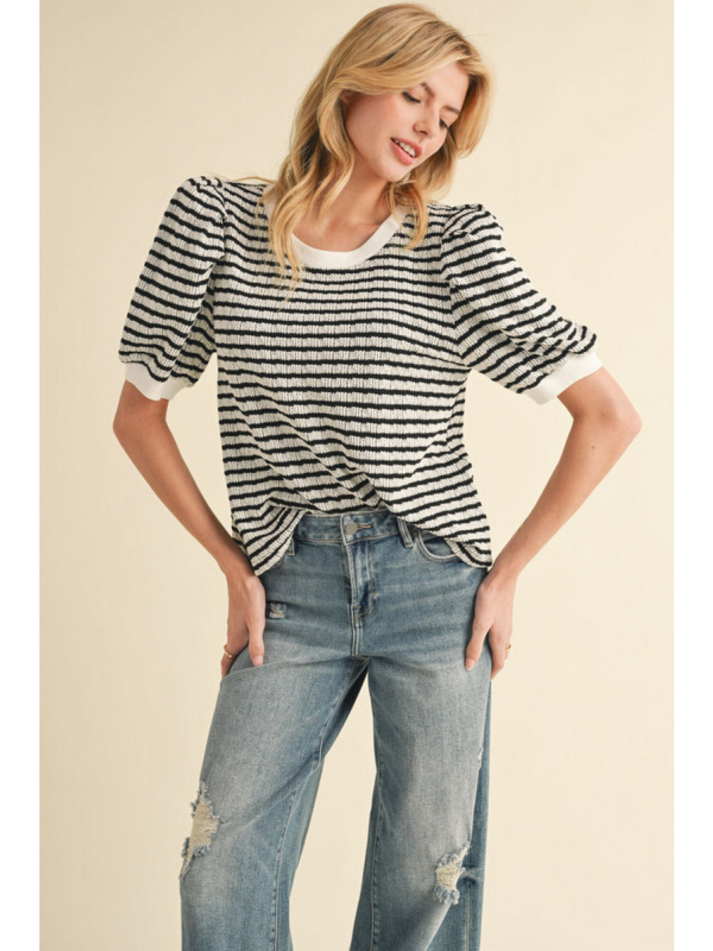Striped Textured Top