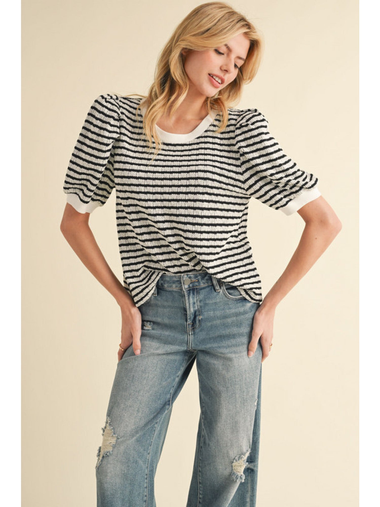 Striped Textured Top