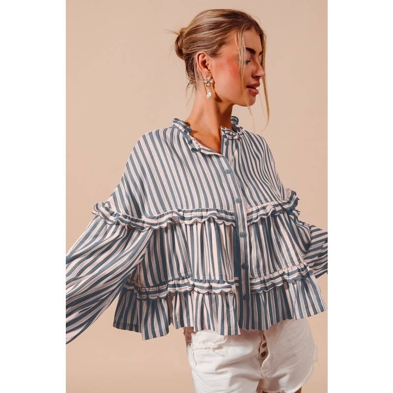 Variegated Stripe Reversible Flowy Boho Top