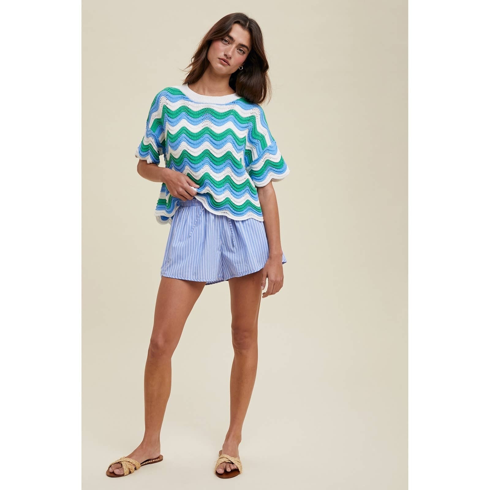 Mutli-Striped Wavy Sweater Top