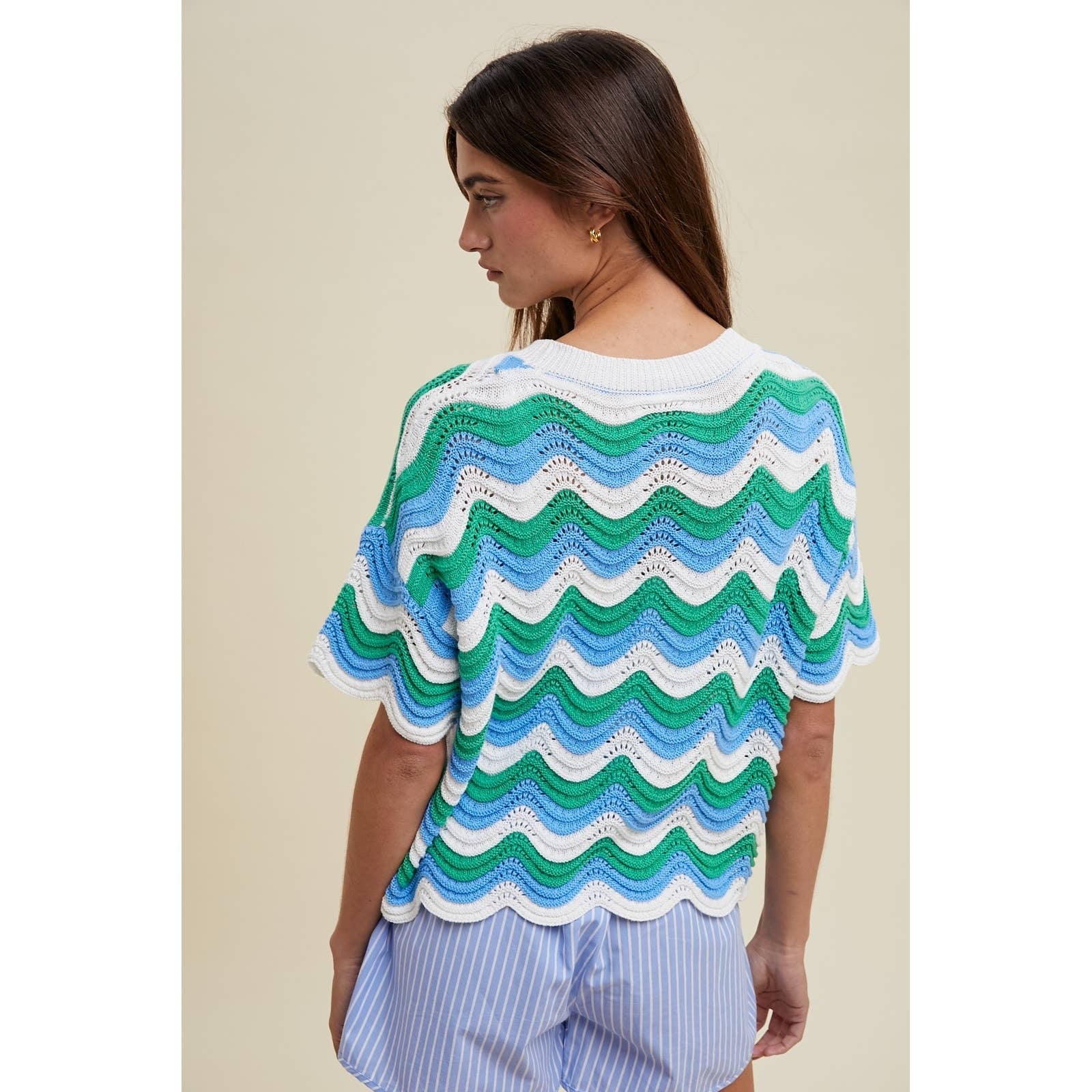 Mutli-Striped Wavy Sweater Top