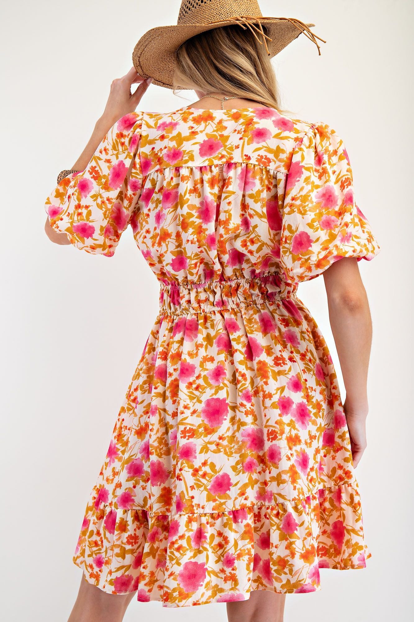 Floral Printed Rayon Nylon Surplus Dress