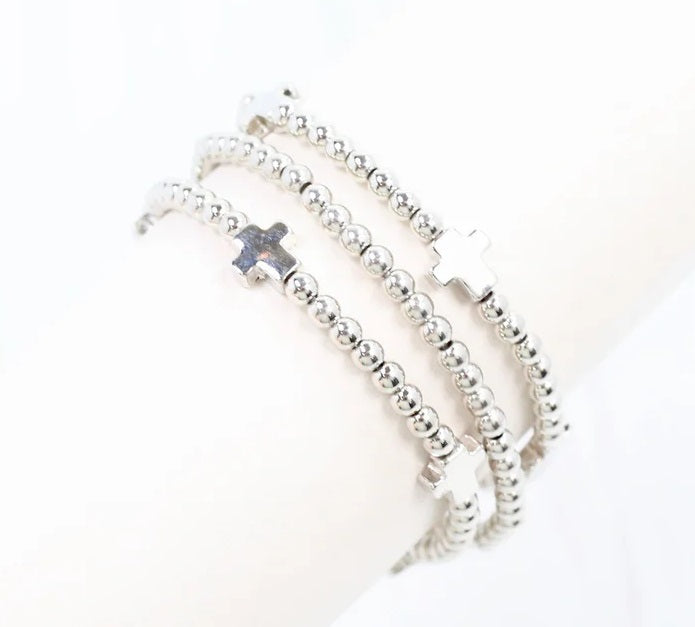 Milano Cross Bracelet Set Silver