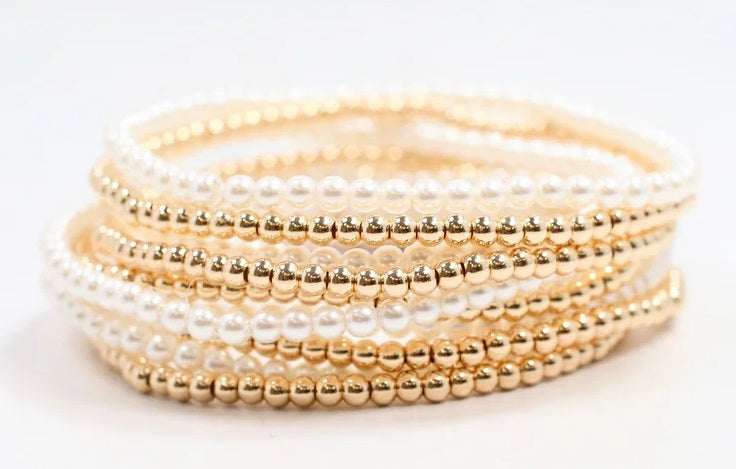 Fanning Pearl Bracelet Set Gold