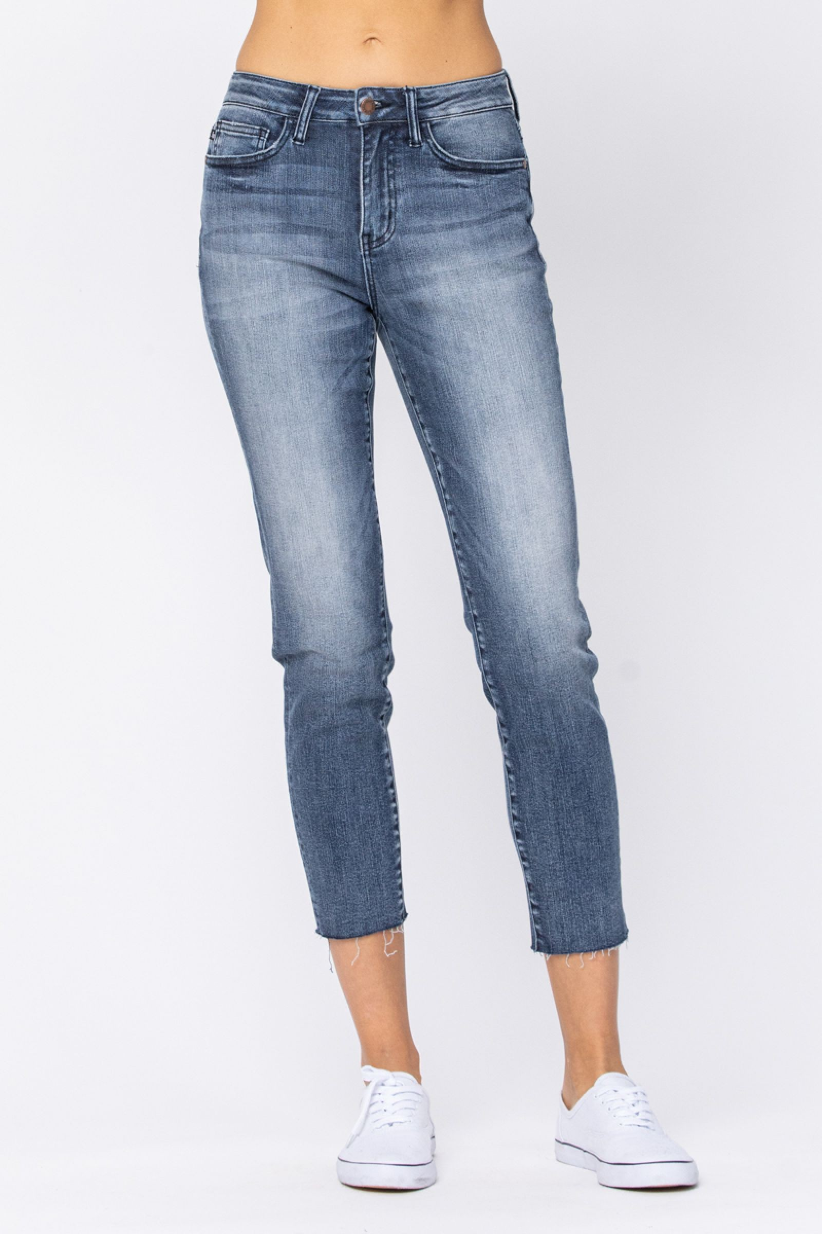 High-Rise Raw Hem Relaxed Fit