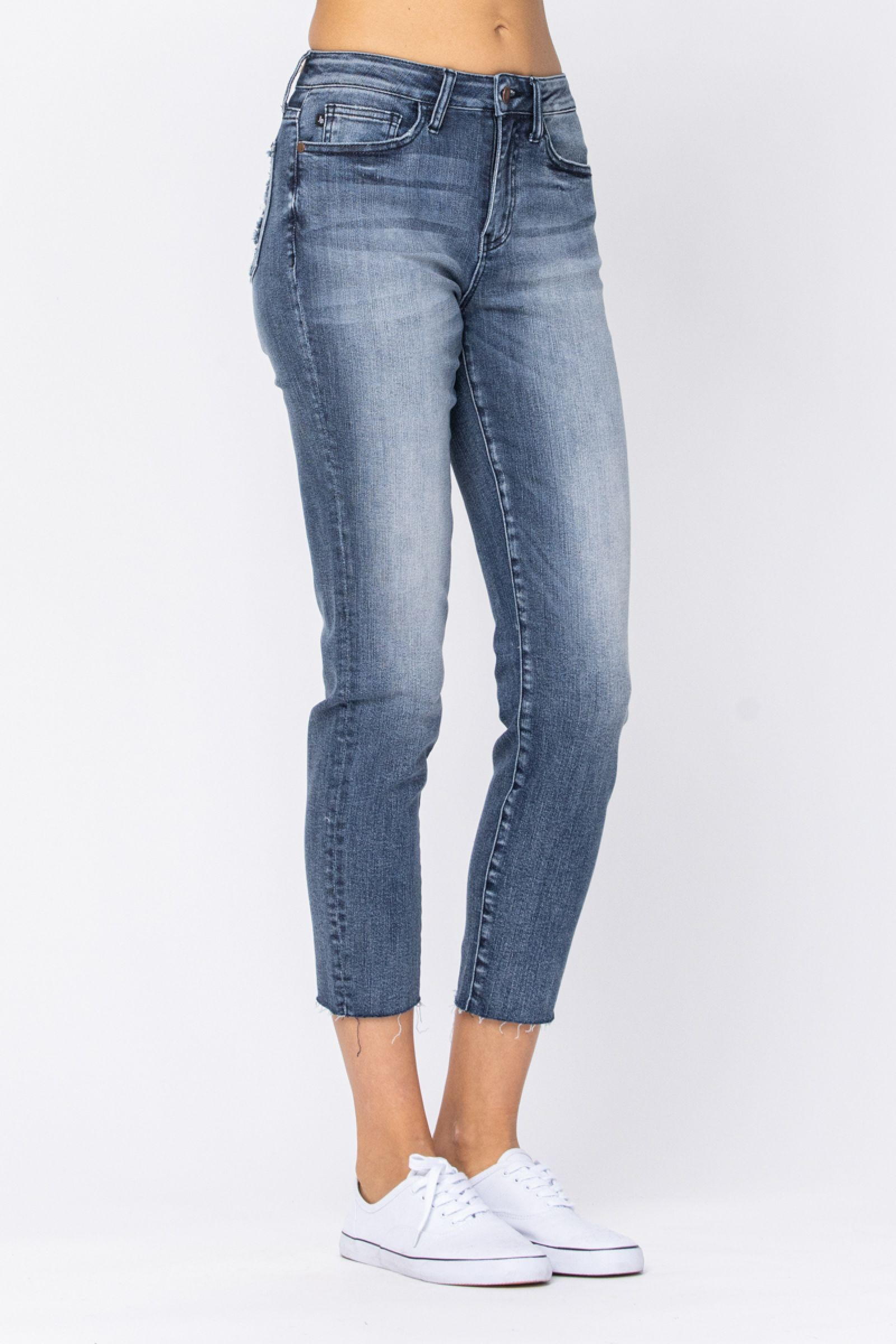 High-Rise Raw Hem Relaxed Fit