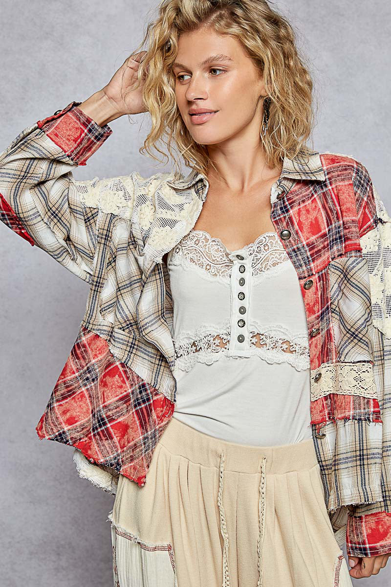 Plaid Pattern Collar Shirt