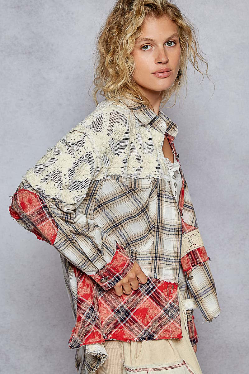 Plaid Pattern Collar Shirt
