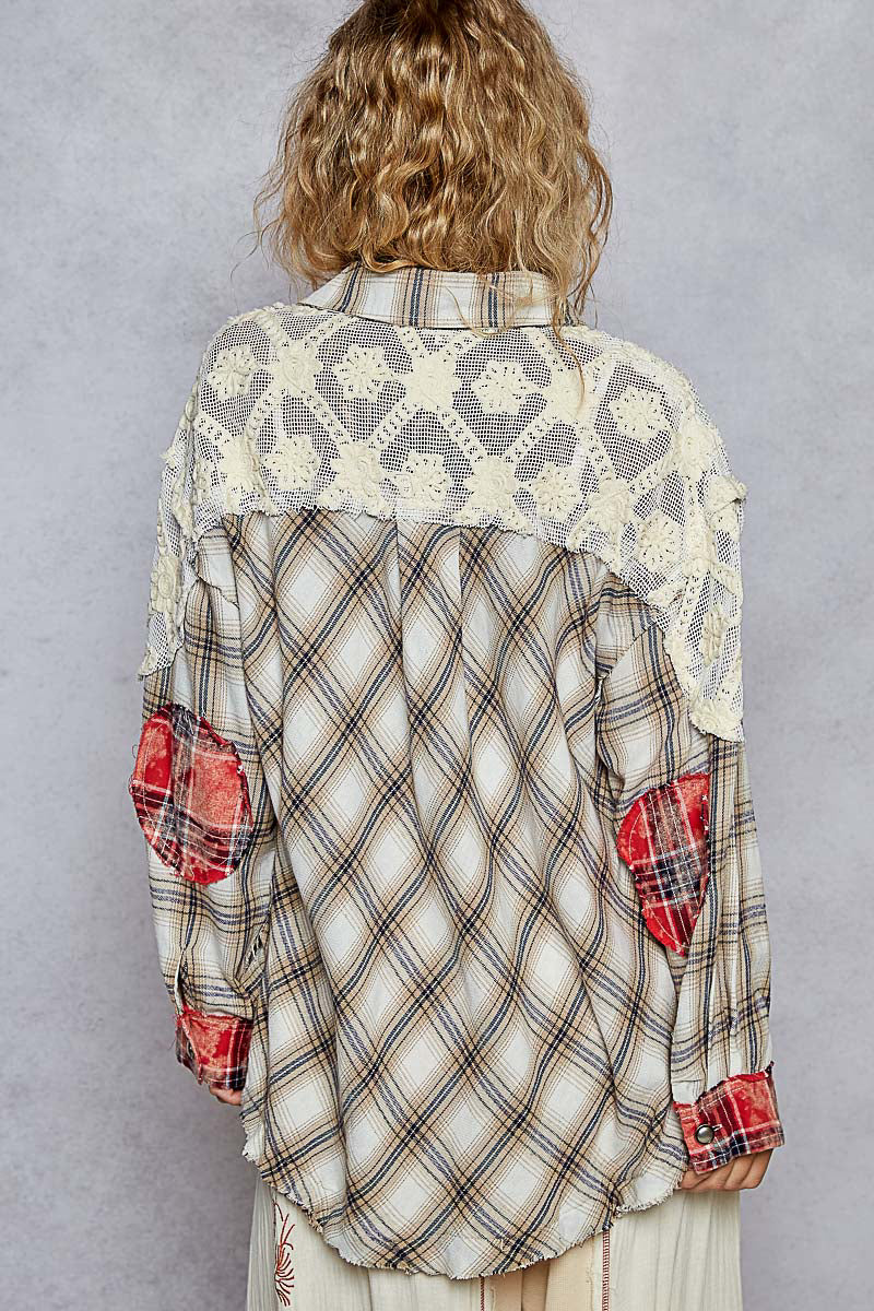 Plaid Pattern Collar Shirt