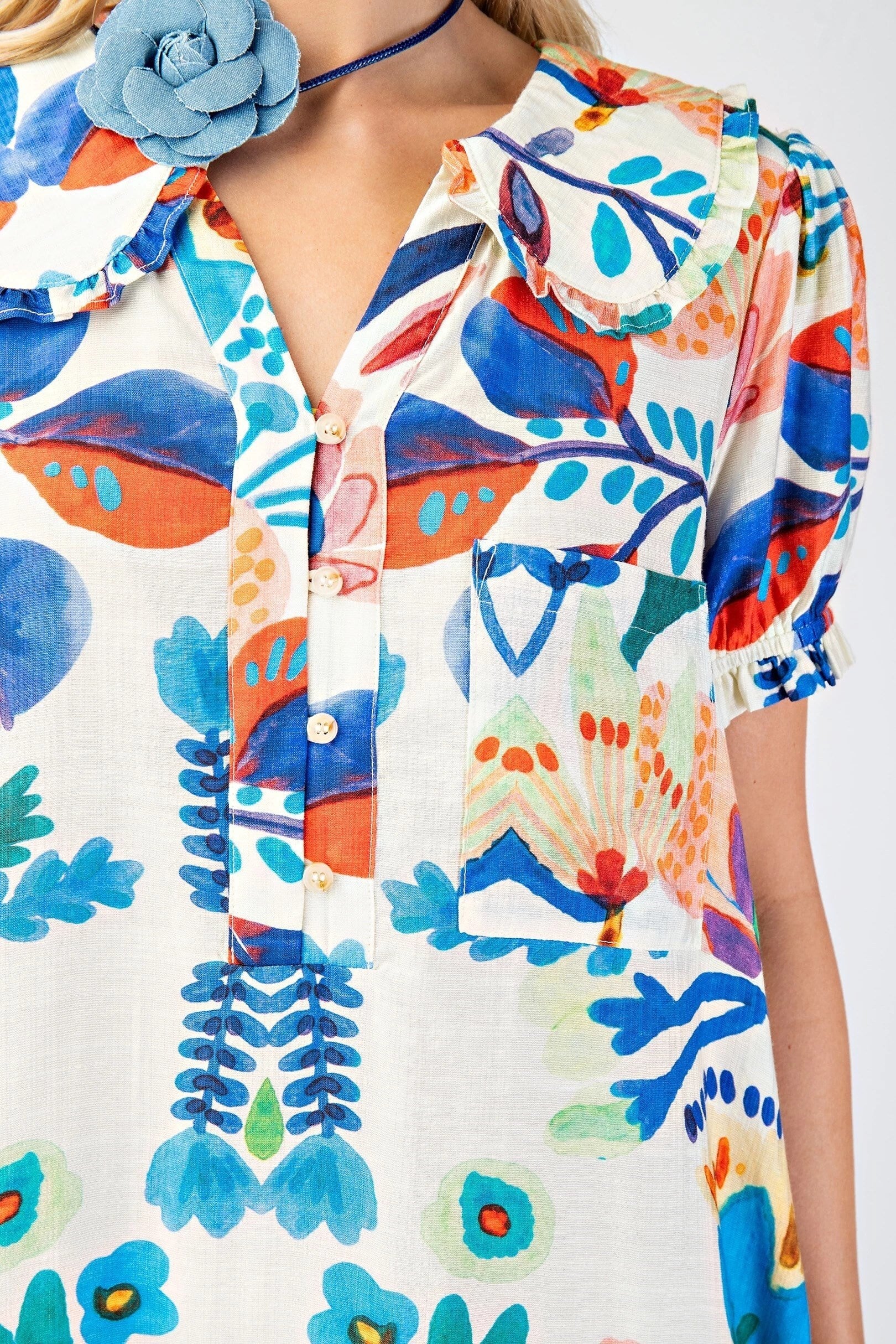 Peter Pan Collar Button Down Mini Dress