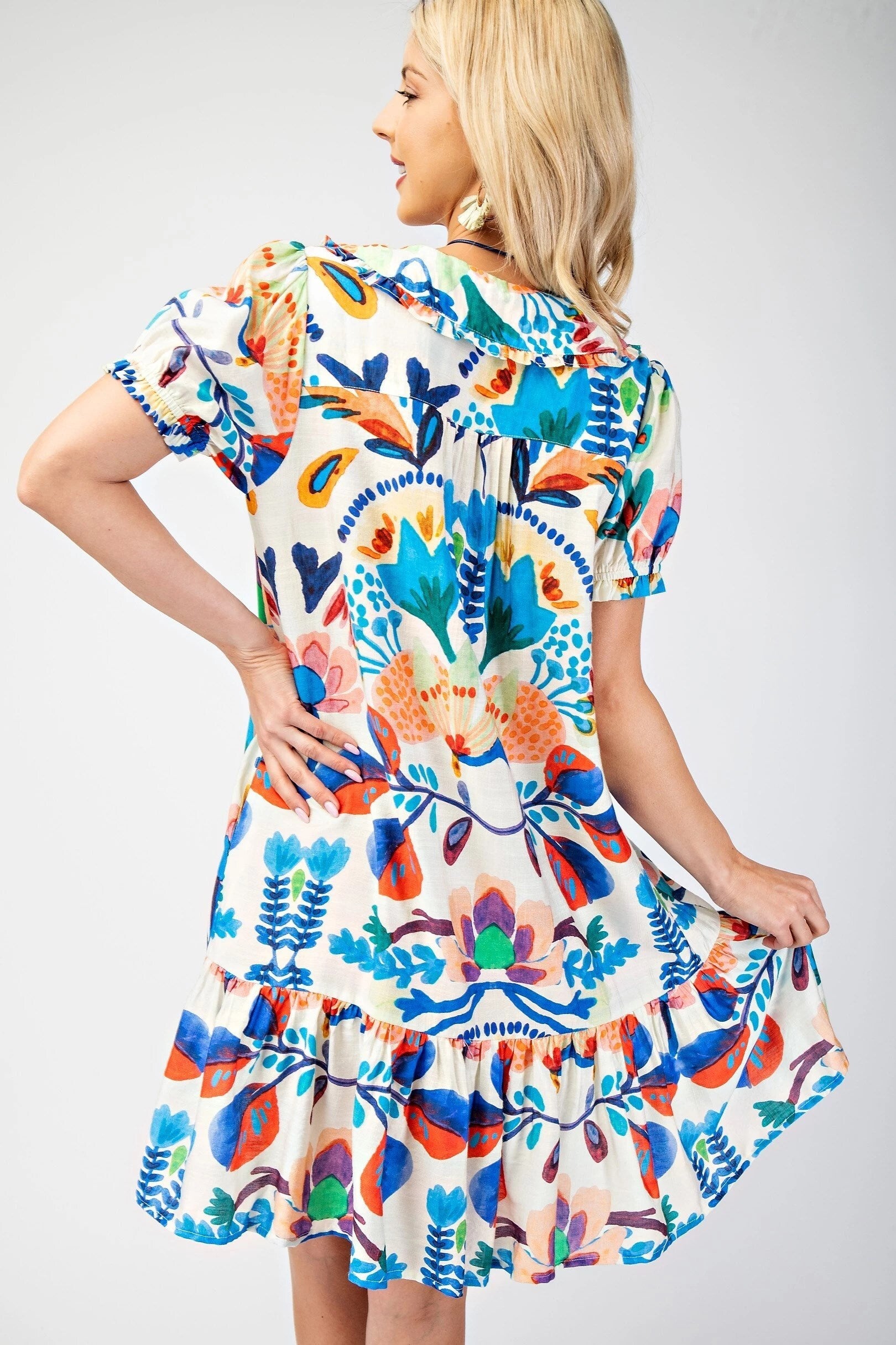 Peter Pan Collar Button Down Mini Dress