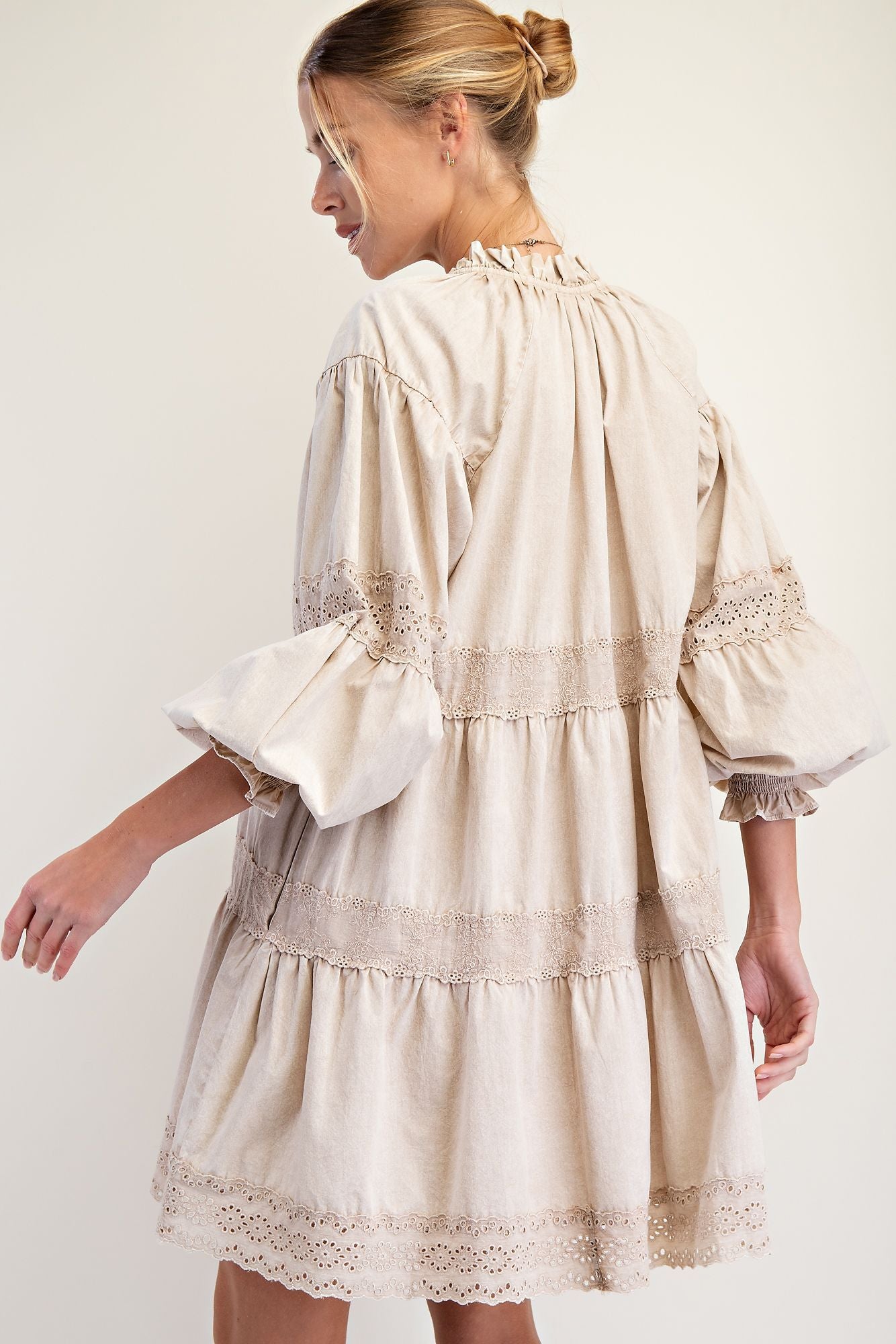 Mineral Washed Cotton Tiered Dress