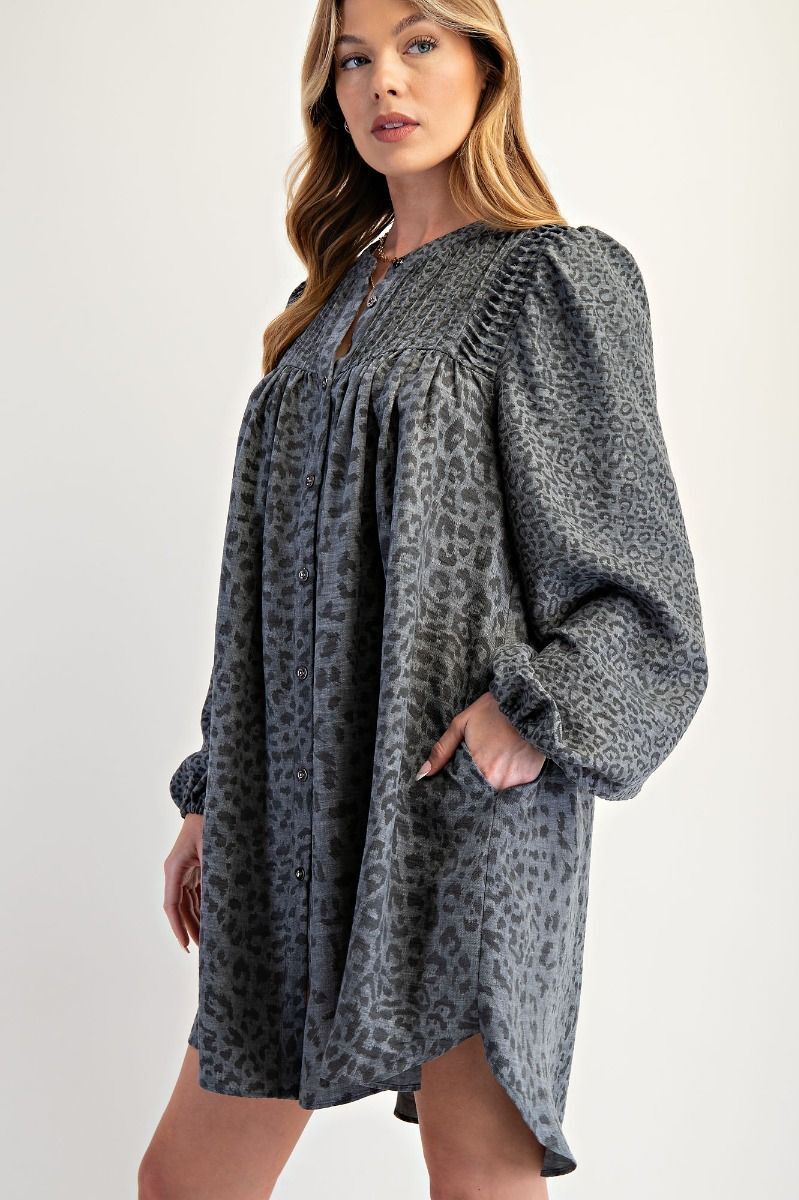 Animal Printed Button Down Swin Dress