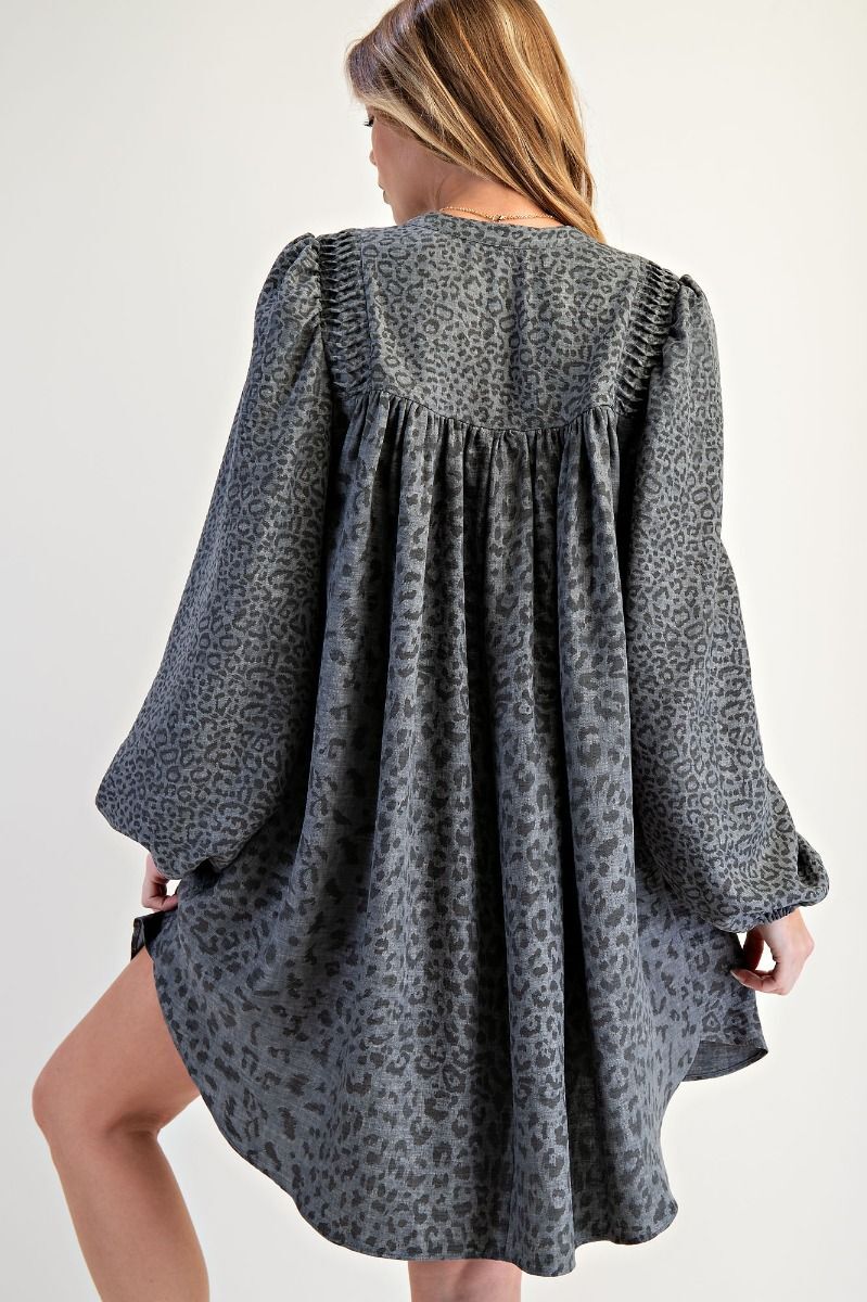 Animal Printed Button Down Swin Dress