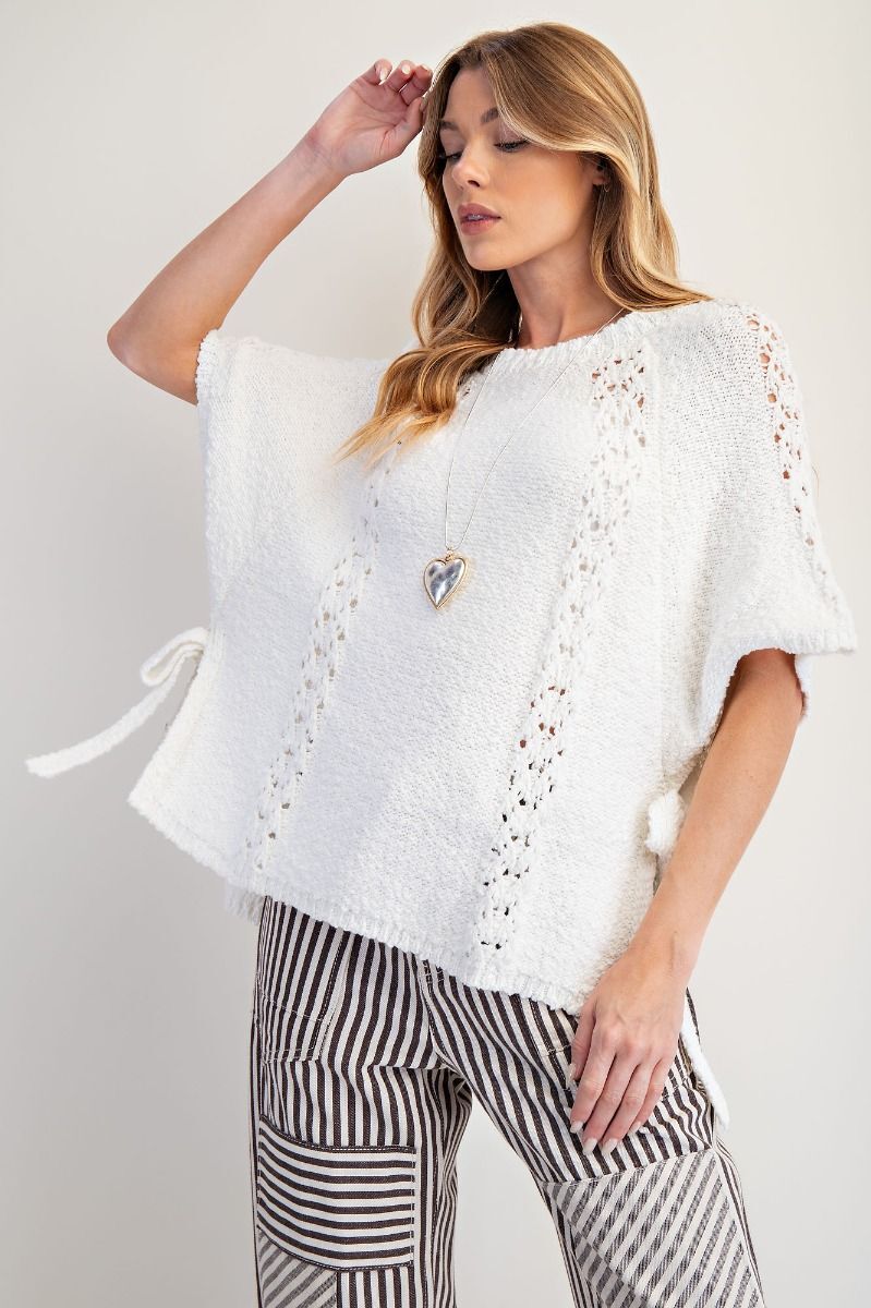 Half Sleeves Knitted Sweater Poncho