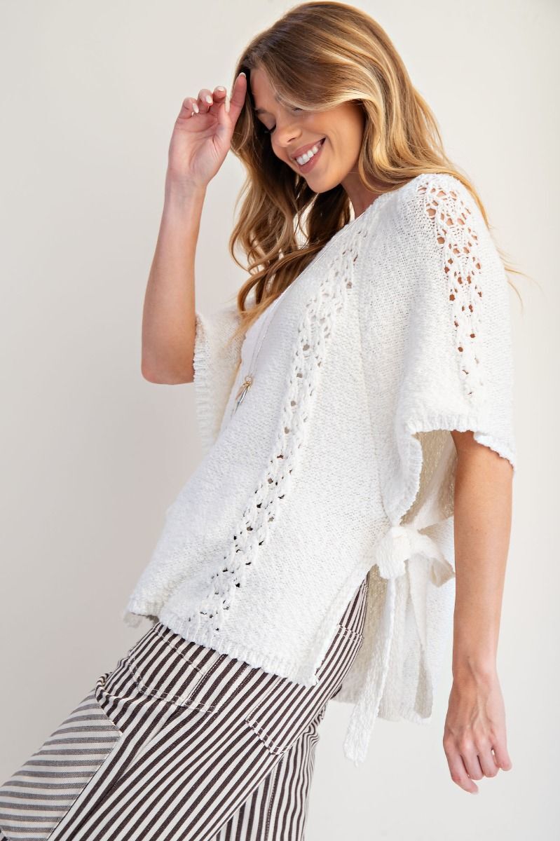 Half Sleeves Knitted Sweater Poncho