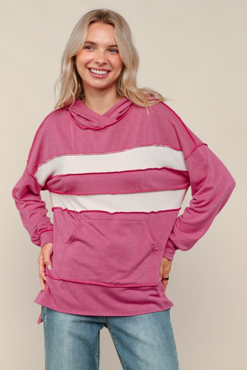 Color Block Stripe Oversized Long Sleeve